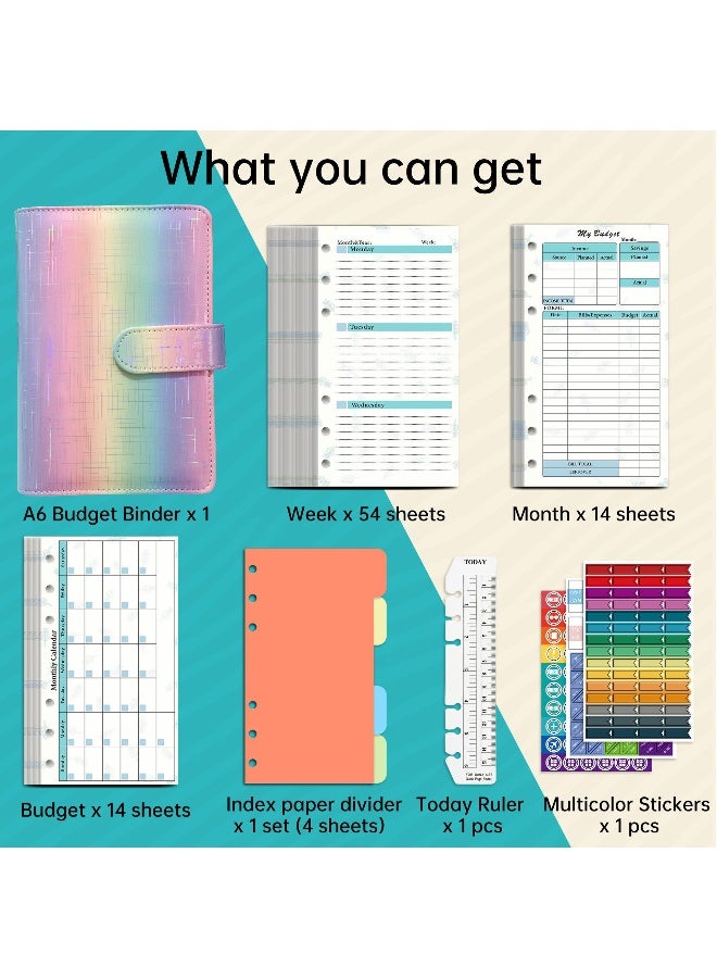 A6 Loose Leaf Notebook Set Pu Leather Loose Leaf Notebook Cash Budget Ledger Plan Notebook Plan Monthly Plan Manual Ledger Budget Binder - Image 2