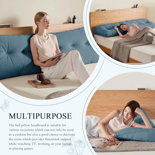 DANGHOOGY Headboard Pillow Queen, Large Triangular Wedge Headboard Pillow for Reading and Resting, Backrest Positioning Support Pillow with Removable Cover (Light Blue) - Image 4