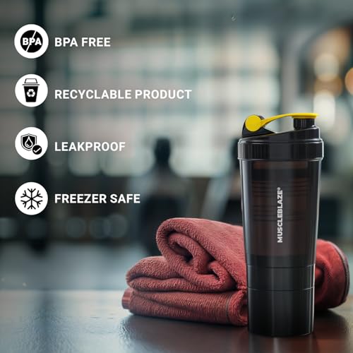 MuscleBlaze Plastic Spider Gym Shaker (Black, 500ml) | 100% Leakproof | BPA-Free | Ideal for Whey Protein - Image 2