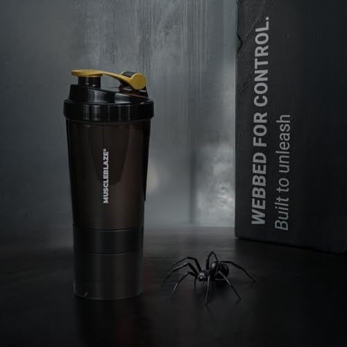 MuscleBlaze Plastic Spider Gym Shaker (Black, 500ml) | 100% Leakproof | BPA-Free | Ideal for Whey Protein - Image 4