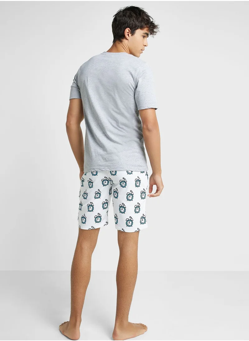 Seventy Five Printed T-Shirt & Short Pyjama Set
