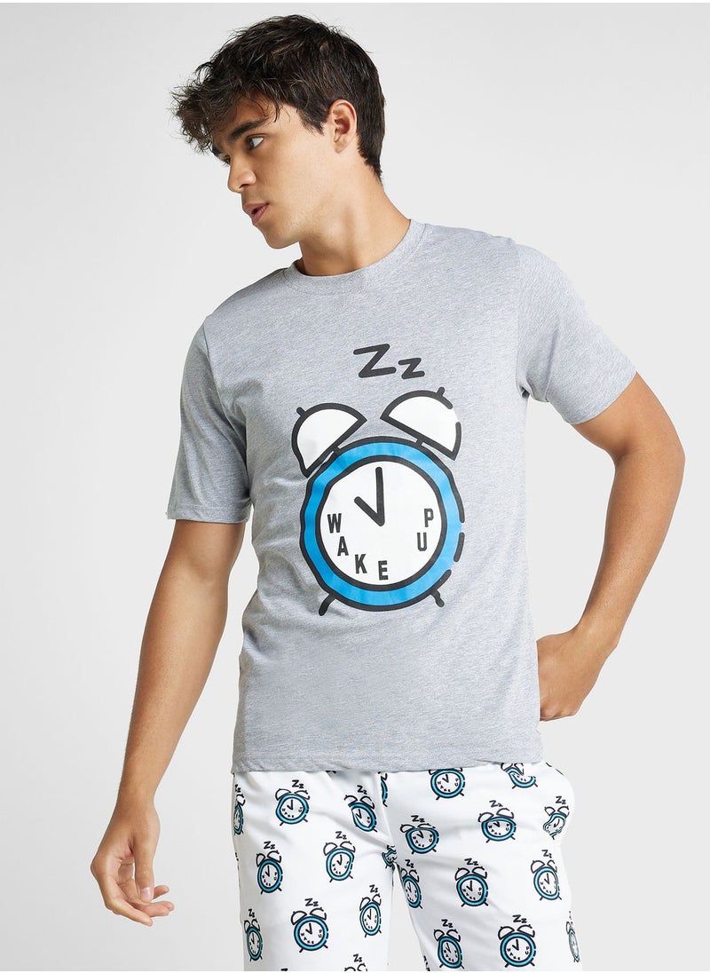 Seventy Five - Printed T-Shirt & Short Pyjama Set - Image 1