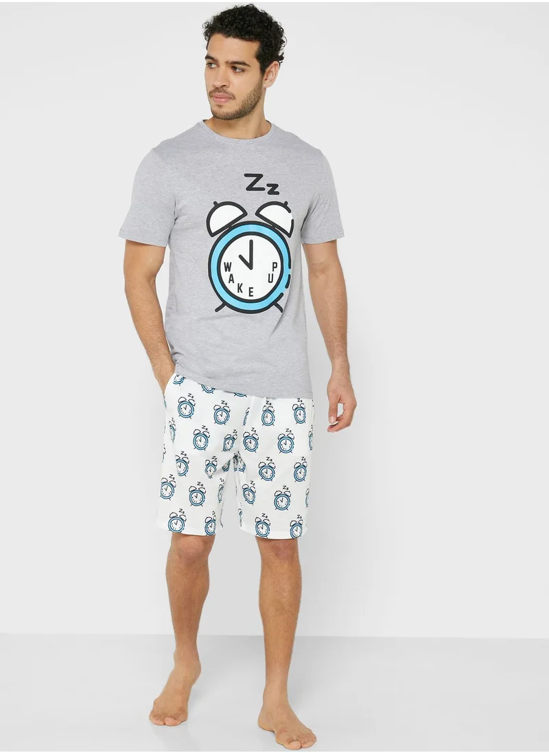 Seventy Five Printed T-Shirt & Short Pyjama Set