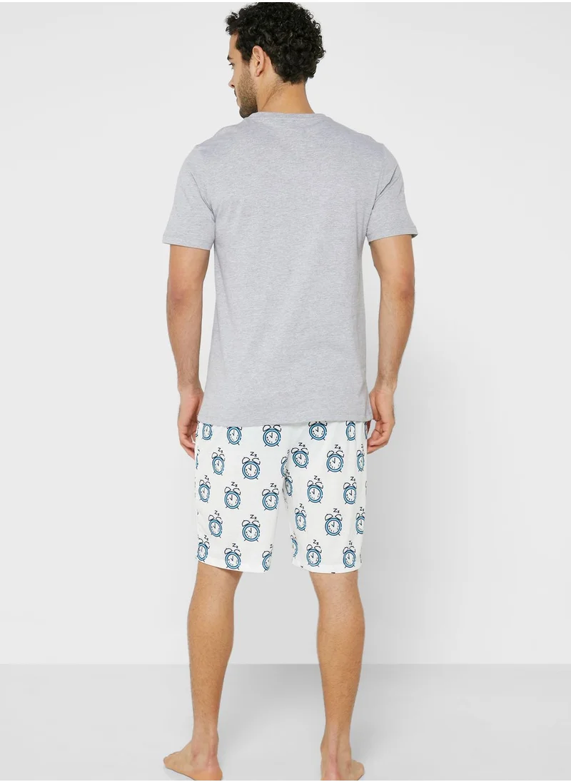 Seventy Five Printed T-Shirt & Short Pyjama Set