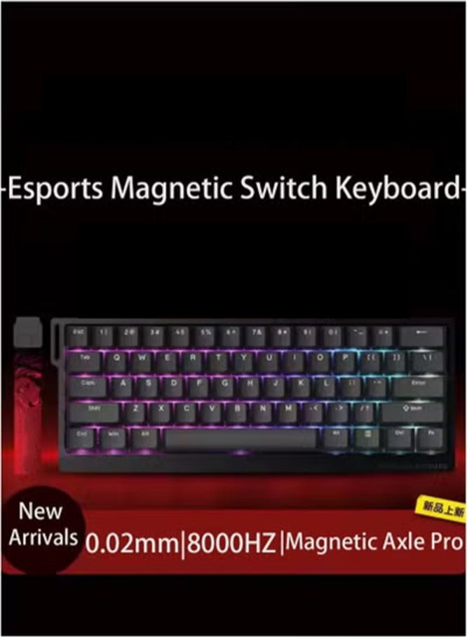 Black RGB Wired Magnetic Switch Mechanical Gaming Keyboard with Adjustable Actuation 8000 Hz Polling Rate Rapid Trigger Mode  Hall Effect Switches for PC/Mac - Image 1