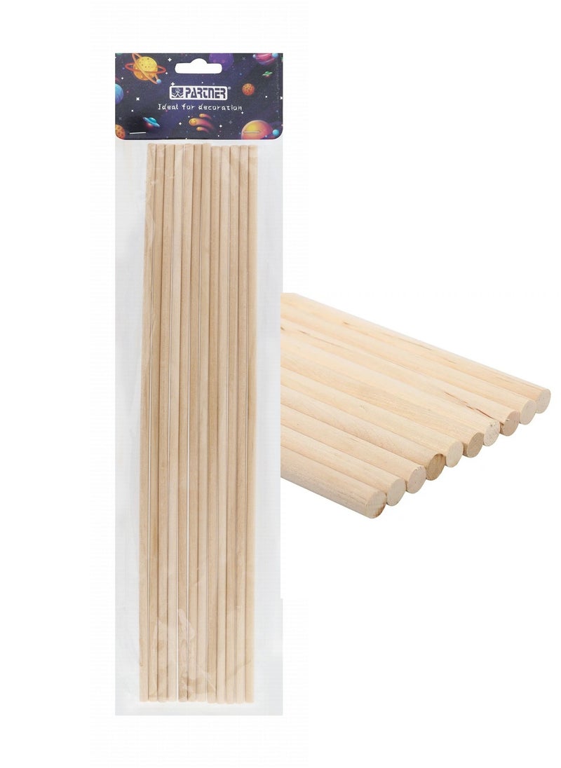PARTNER 12-Piece Wooden Sticks For Art And Crafts 30cm Length  - Image 1