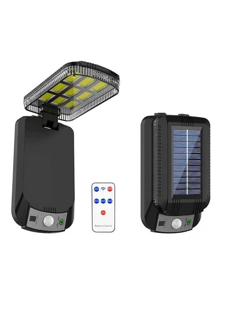 SX901-1 Outdoor Solar Wall Light with 9 COB Panels, Warm Light, PIR Motion Sensor, Light Sensor, Remote Control, 3 Lighting Modes and 120° Adjustable Head - Image 1