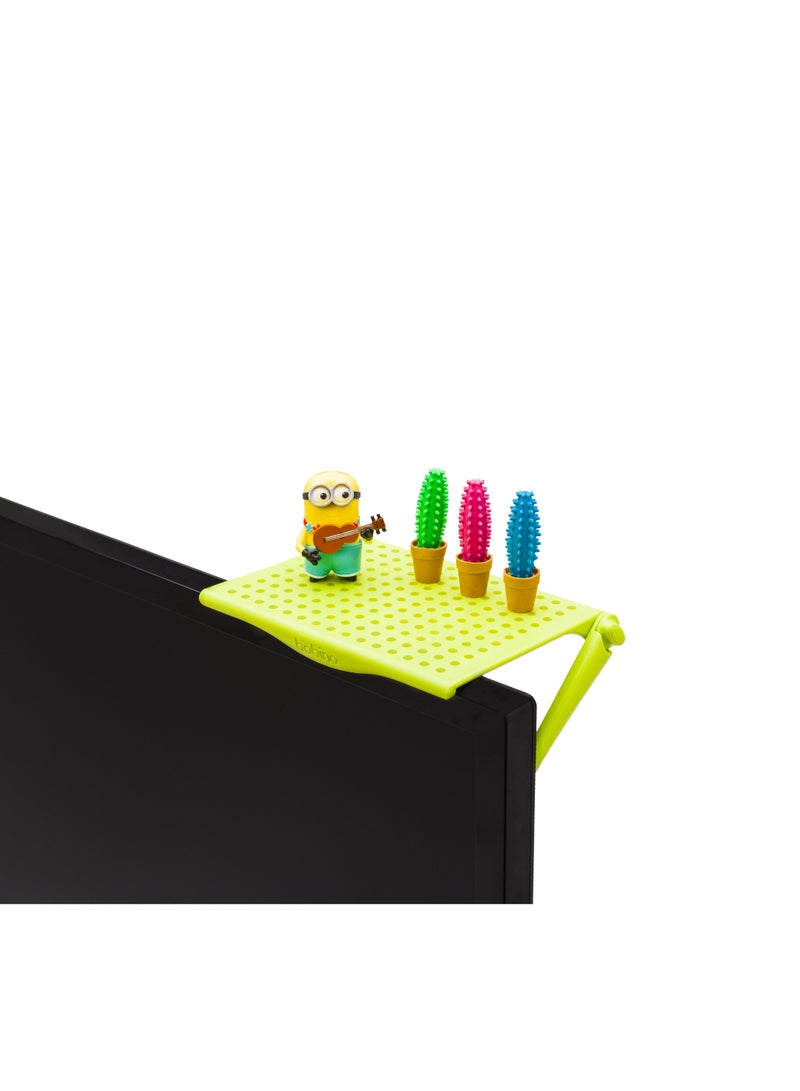 bobino TV Monitor Screen Shelf | Lime | Anti-Slid Anti-Skid Minimalist Monitor Mounted Organizer for Photo Frames, Remote, Pots, Dolls - Image 4