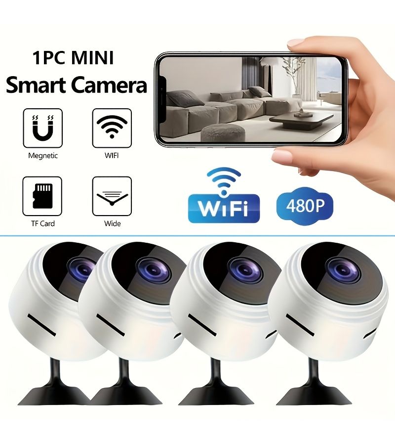 1 قطعة كاميرا مراقبة منزلية لاسلكية من مادة ABS 2.4 جيجاهرتز واي فاي 480P قابلة للشحن عبر USB بدون بطاقة ذاكرة كشف الحركة عرض عن بعد تسجيل 24/7 للمراقبة الداخلية والخارجية للمنزل والمكتب ومراقبة الحيوانات الأليفة والمربية - Image 1