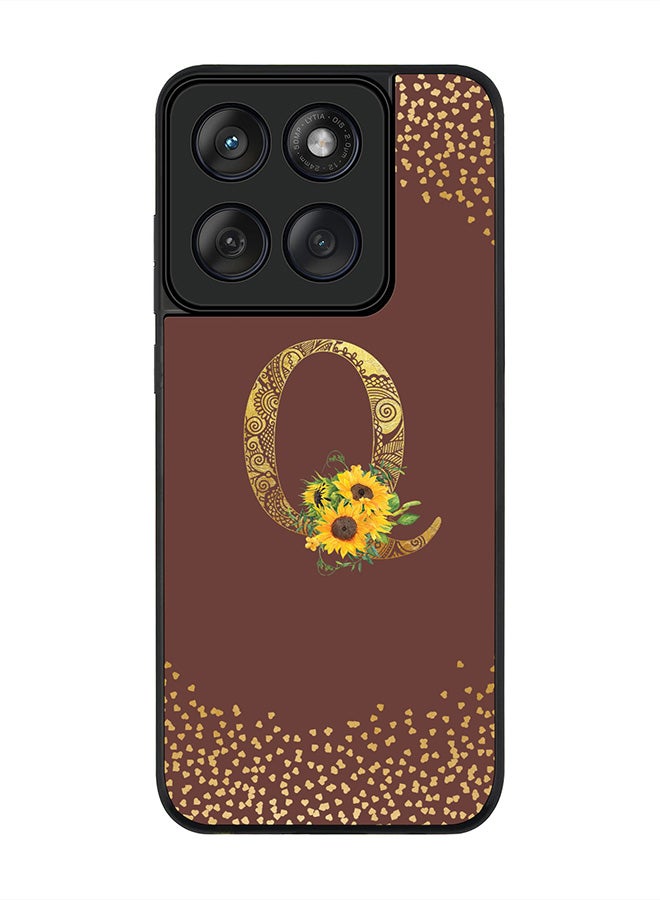 Stylizedd For Motorola MOTO Edge 60 Fusion/ Edge 60 Case,Slim fit Camera Protection, Shockproof Thin Phone cover  - Custom Floral Monogram - Q  (Brown ) - Image 1