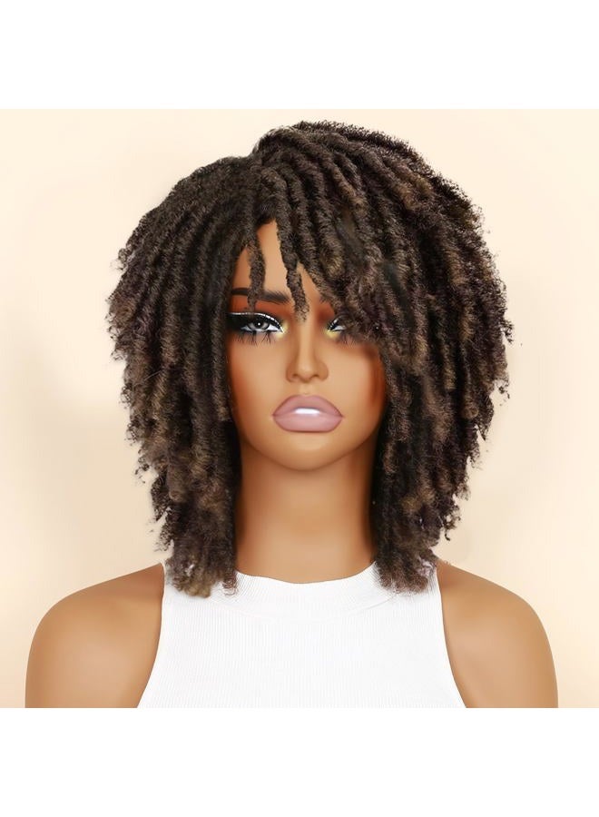HANNE Dreadlock Wig Short Twist Wigs for Black Women and Men Afro Curly Synthetic Wig Faux Locs Braided Crochet Hair Wigs (1B/30#) - Image 2