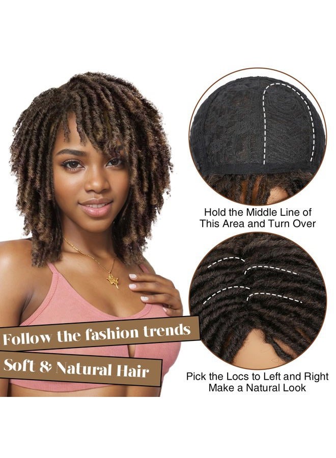HANNE Dreadlock Wig Short Twist Wigs for Black Women and Men Afro Curly Synthetic Wig Faux Locs Braided Crochet Hair Wigs (1B/30#) - Image 5