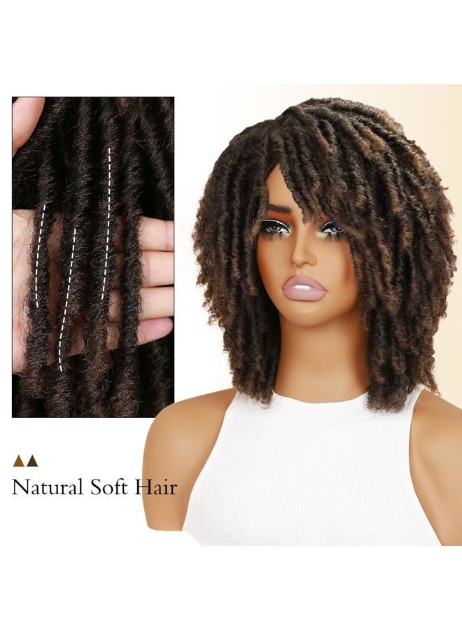 HANNE Dreadlock Wig Short Twist Wigs for Black Women and Men Afro Curly Synthetic Wig Faux Locs Braided Crochet Hair Wigs (1B/30#) - Image 3