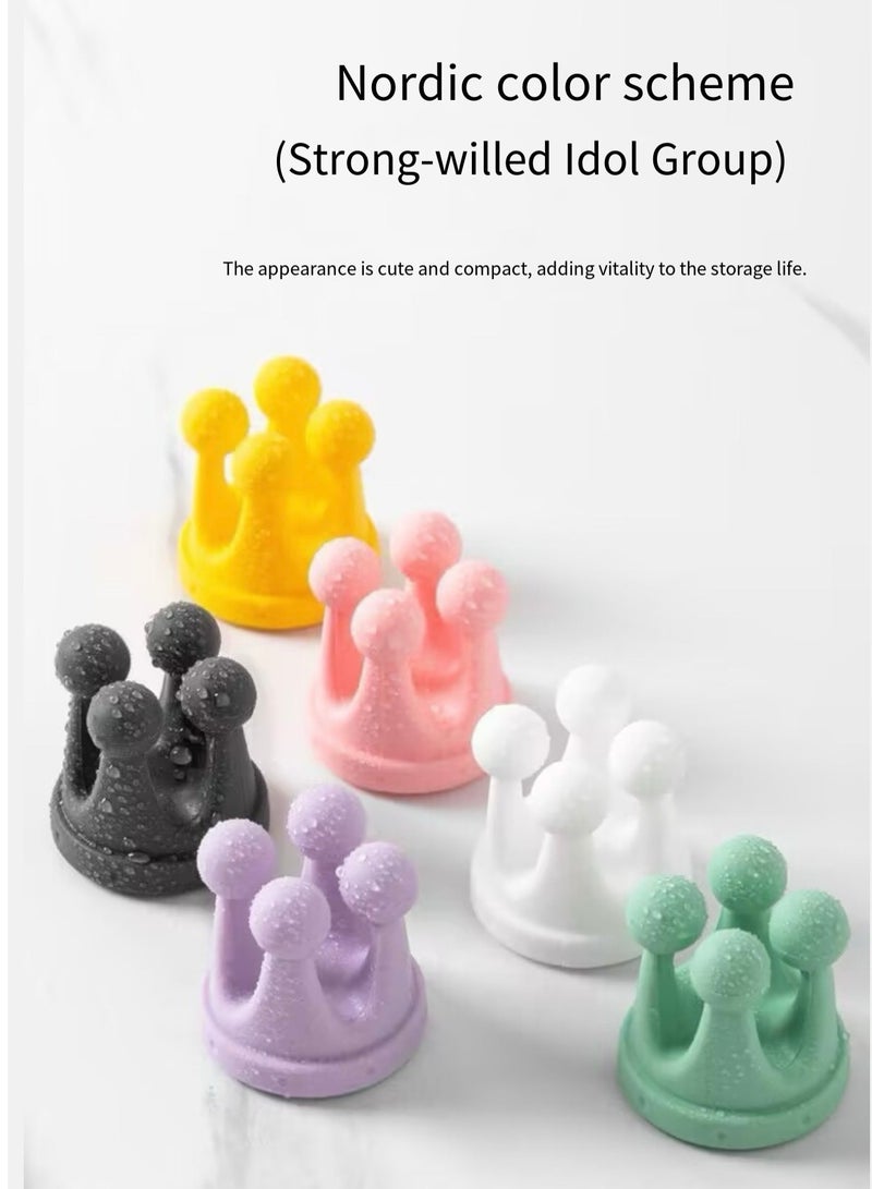 Loquat 6pcs Creative Adhesive Coat Hook Hook Cute Multifunctional Hook for hanging towels, hats, coats, bags, belts, keys - Wall hanging decoration (6 colors)  - Image 1
