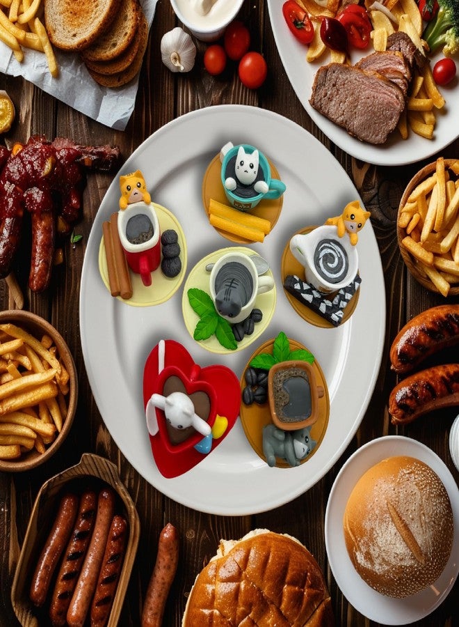 Halloluck 6 Pcs Miniature Teacup Gourmet Cat Figure Animal Desktop Decor,Cake Topper, Plant, Automobile Decoration, Miniature Decorations, Landscape Scenes - Image 3