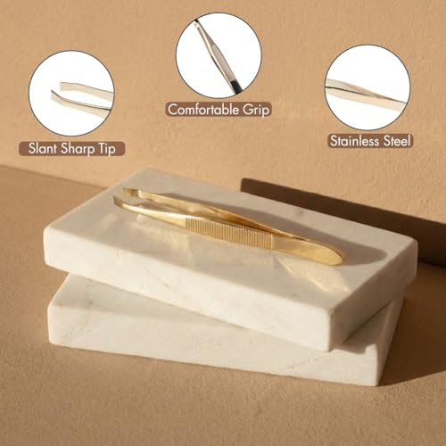 FOLELLO Slant Tip Tweezer Plucker for Eyebrows, Upper Lips & Small hairs (Golden), Precision Tweezers for Home and Professional Use, Unisex Hair Plucker, Tweezers for Women Facial Hair - Image 4
