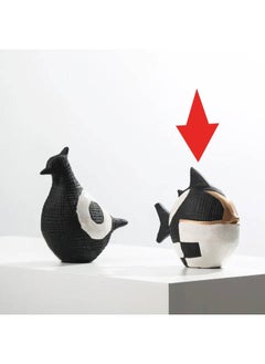 ebarza Black, White & Gold Ceramic Puffer Fish Fa-D22025  - Image 1