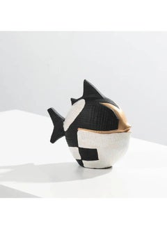 ebarza Black, White & Gold Ceramic Puffer Fish Fa-D22025  - Image 2