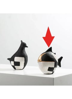 ebarza Black, White & Gold Ceramic Puffer Fish Fa-D22025  - Image 4