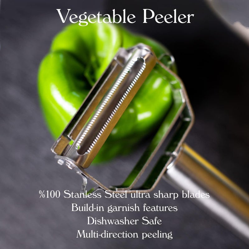 Boxgear Stainless Steel Dual Blade Vegetable Peeler - Commercial Grade Julienne Cutter, Slicer, Shredder, Scraper - Fruit, Potatoes, Carrot, Cucumber - Kitchen, Home Staple - Housewarming Gift - Image 3