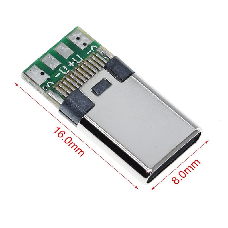 ANMBEST 10PCS USB 3.1 Type C Connector 24 Pins Male Plug Socket Receptacle Adapter to Solder Wire & Cable 24P PCB Board Support Module - Image 3
