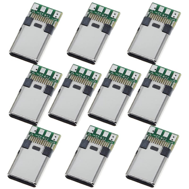 ANMBEST 10PCS USB 3.1 Type C Connector 24 Pins Male Plug Socket Receptacle Adapter to Solder Wire & Cable 24P PCB Board Support Module - Image 1