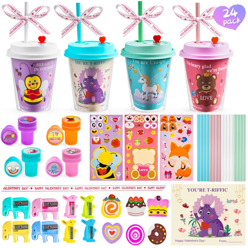 AYGXU 24 pcs Valentines Day Gifts for Kids Classroom Valentines Day Stationary Set Gift with Cards for SchoolValentine exchange valentines party favors for kids boys girlsValentines goody bag filler - Image 3
