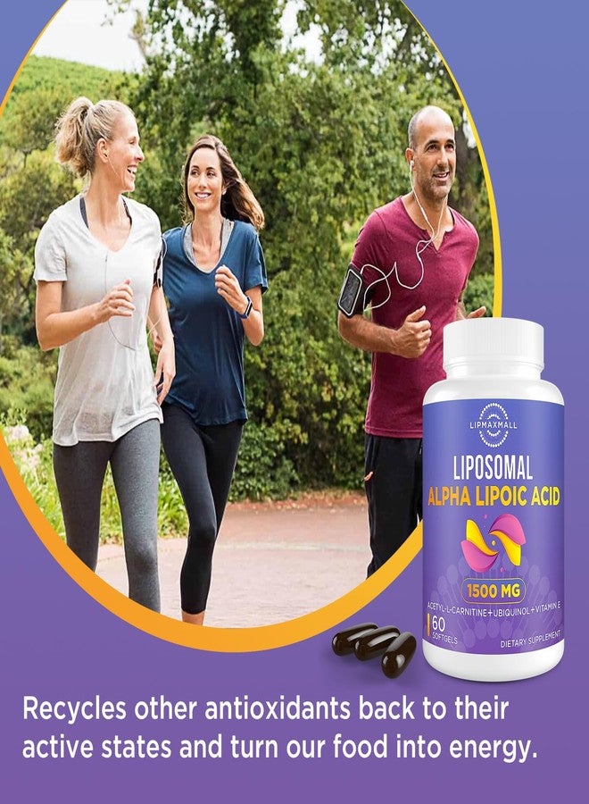 lipmaxmall ليبماكس مول، حمض ألفا ليبويك الليبوزومي 1500 ملغ - مع أسيتيل-إل-كارنيتين 900 ملغ، يوبيكوينول 100 ملغ، وفيتامين هـ 15 ملغ، مكمل غذائي من حمض ألفا ليبويك لمضادات الأكسدة، استقلاب الجلوكوز، طاقة الأعصاب، صحة القلب والأوعية الدموية، 60 كبسولة هلامية - Image 2