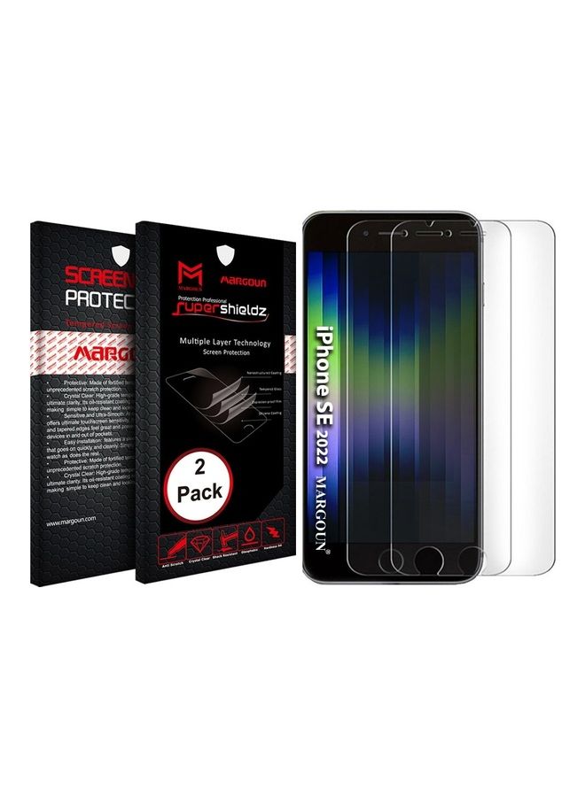 MARGOUN 2-Pack Apple iPhone SE 2022 (SE 3rd Generation) Premium Screen Protector Tempered Glass 4.7 inch Clear - Image 2