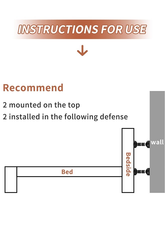 Sweet Life Headboard Stoppers for Wall, Adjustable Threaded Bed Frame Anti-Shake Tool for Bed, Bedside Headboards Prevent loosening Anti-Shake Fixer, Easy Install (4pcs Black Upgraded Version, 40-47mm) - Image 5