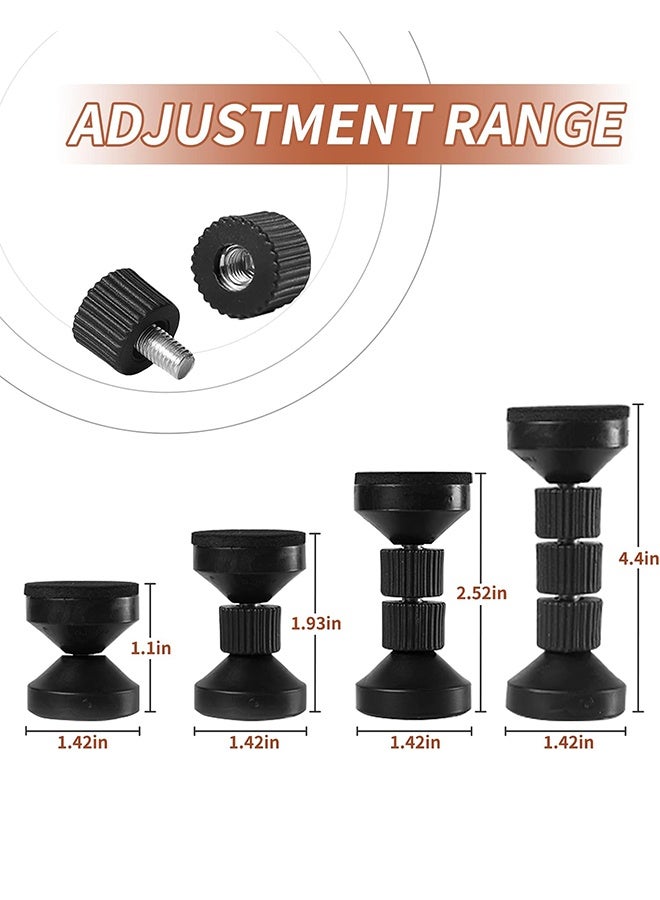 Sweet Life Headboard Stoppers for Wall, Adjustable Threaded Bed Frame Anti-Shake Tool for Bed, Bedside Headboards Prevent loosening Anti-Shake Fixer, Easy Install (4pcs Black Upgraded Version, 40-47mm) - Image 2