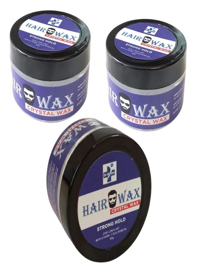 Dr Kleenz Crystal Hair Wax | Strong Hold | Vitamin Enriched | Hair Styling Wax 150 gm (50 Gm x 3) - Image 1