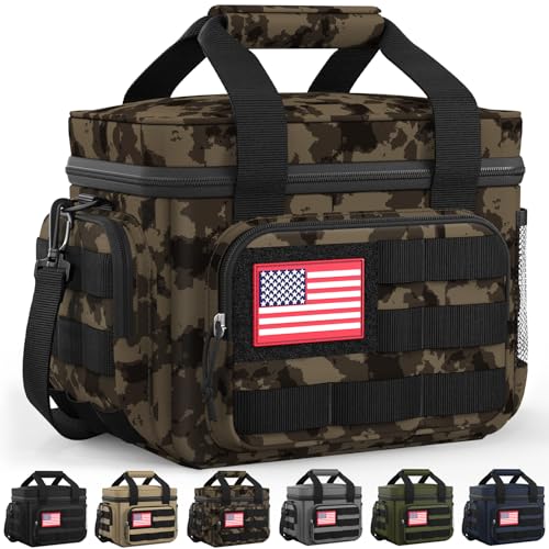 HOTOR Lunch Box for Men Women Insulated Lunch Bag with Multiple Pockets Tactical Cooler Bag for Work Hiking Camping Fishing Travel Camouflage Brown 110 x 83 x 71 - Image 1