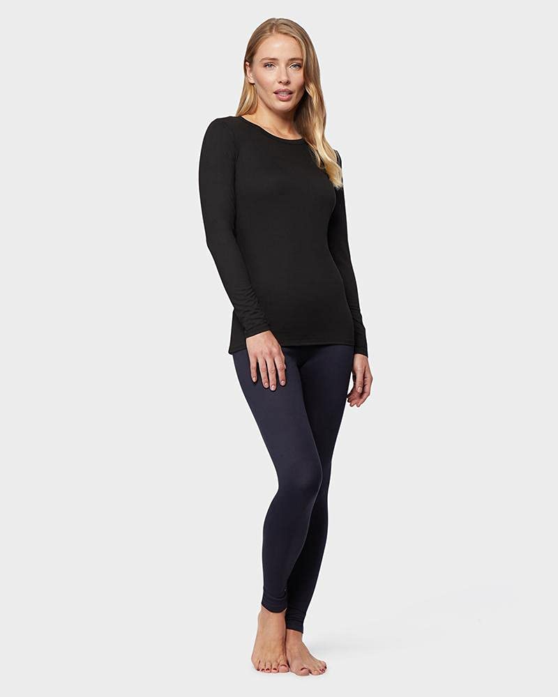 32 Degrees Heat Womens Ultra Soft Thermal Lightweight Baselayer Crew Neck Long Sleeve Top, Black, Small - Image 2