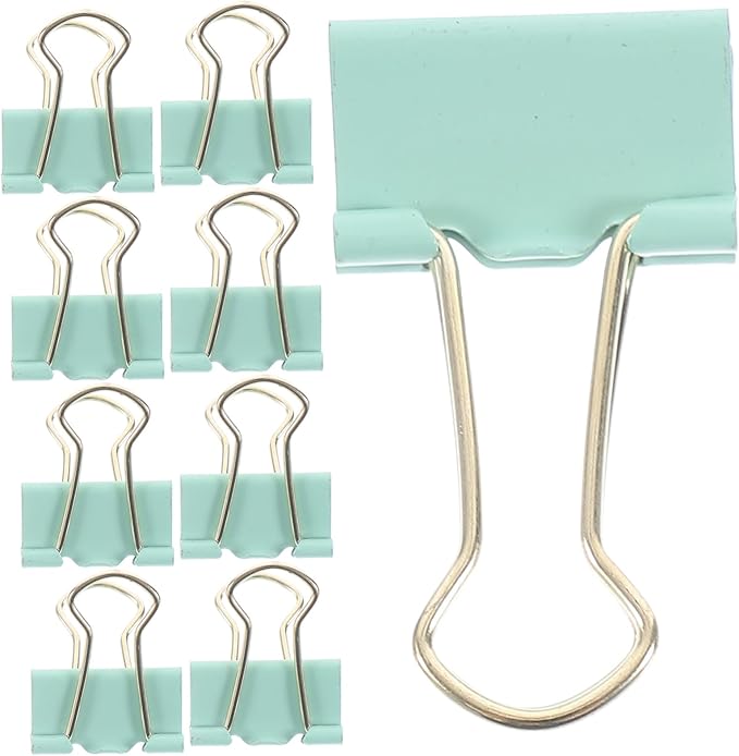 Green Decorative Tail Binder Clips 9pcs Practical Document Fixing Clips for Home Office School Use - Image 1
