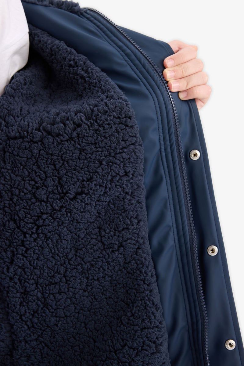 DeFacto Blue Boy Hooded Water Repellent Plush Raincoat Casual - Image 5