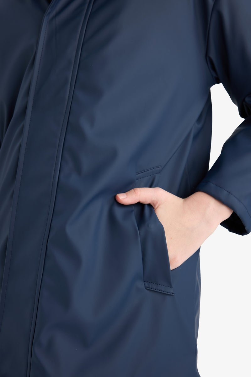 DeFacto Blue Boy Hooded Water Repellent Plush Raincoat Casual - Image 3