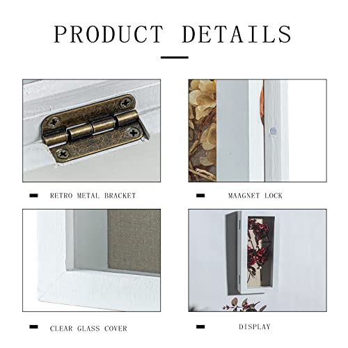 Freezing point Shadow Box Frame 5x12.5 Shadow Boxes Display Case with Linen Back Memorabilia Awards Medals Bouquet Photos Picture Badge Wedding Memory Box for Keepsakes White Small Pin Board White - Image 4