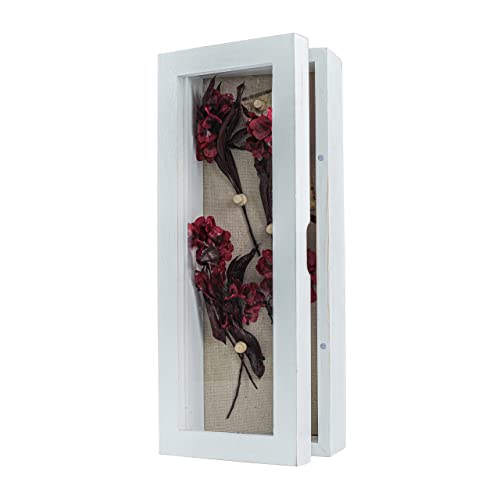 Freezing point Shadow Box Frame 5x12.5 Shadow Boxes Display Case with Linen Back Memorabilia Awards Medals Bouquet Photos Picture Badge Wedding Memory Box for Keepsakes White Small Pin Board White - Image 1