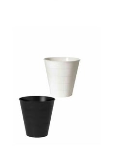 Generic 2 pieces black and white waste basket set, size 28x28 cm  - Image 1