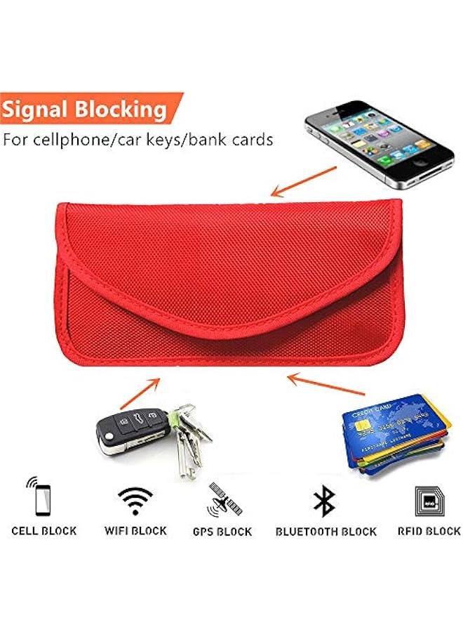 Generic Faraday Bag for Phones(2 Pack&Large), RFID Blocking Bag Faraday Pouch Cage Case Key Fob Protector Signal Blocking Bag for Cell Phone Privacy Protection and Car Key FOB, RFID Card Protector (Red) - Image 2