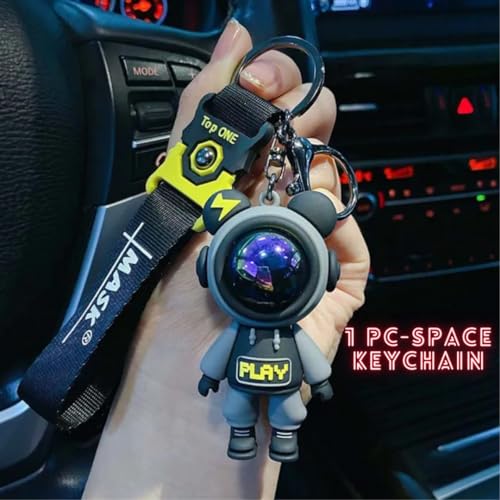 Suffix Retail Polyvinyl Chloride (Pvc) Keychain For Car, Premium Keychain For Men Used As Keychain For Bike, Best Keychain For Boys (Geometric, Astronaut_Sfr_2),Black - Image 3