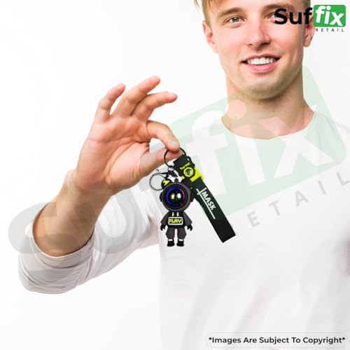 Suffix Retail Polyvinyl Chloride (Pvc) Keychain For Car, Premium Keychain For Men Used As Keychain For Bike, Best Keychain For Boys (Geometric, Astronaut_Sfr_2),Black - Image 2