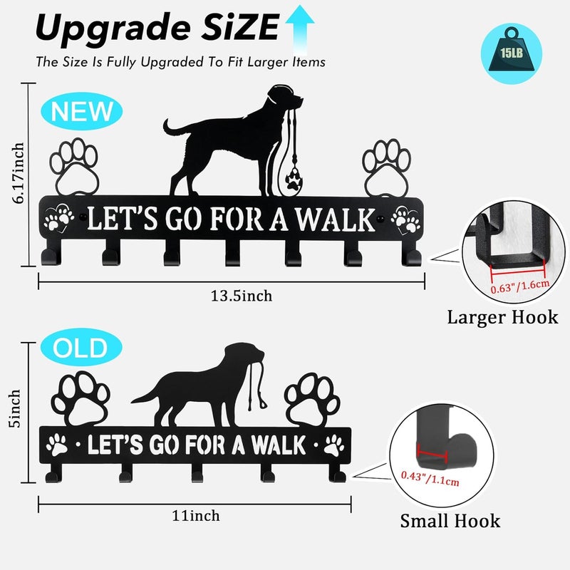 BienBion Large Size Key Holder for Wall,Dog Leash Holder for Wall,13.5" L × 6.2" W × 0.75" H Metal Keys Holder on Wall Decorative with 7 Hooks,Key Rack for Entryway,Front Door,Hallway,Kitchen,Office - Image 2