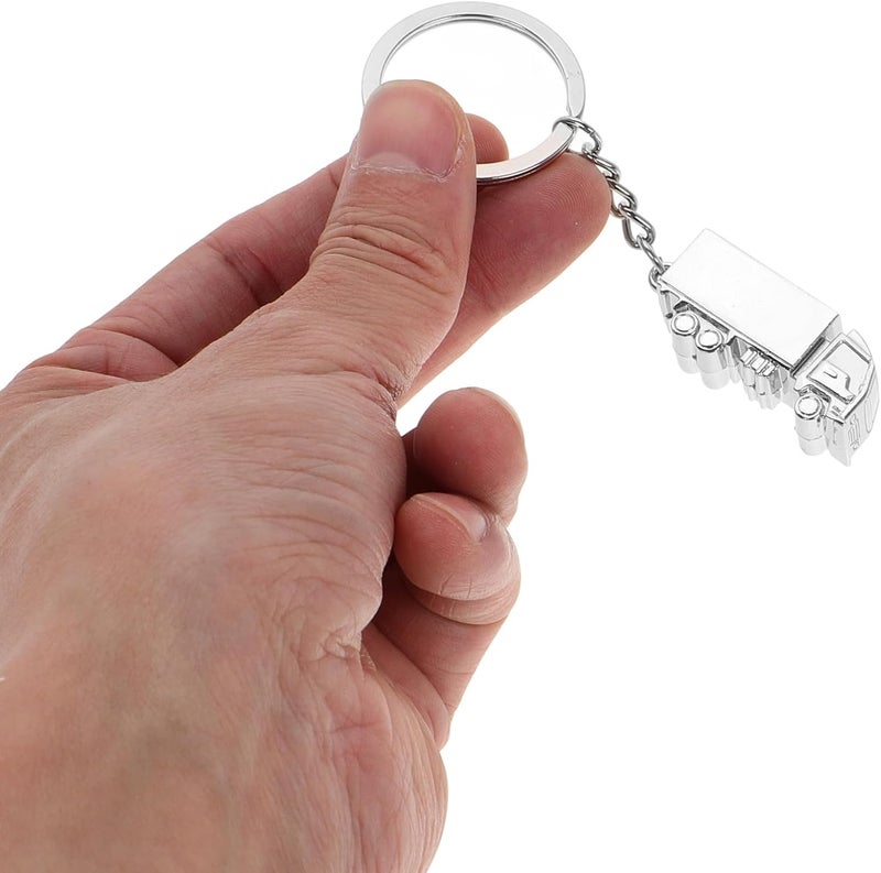 Creative Solid Metal Truck Keychain 3d Key Ring Pendant for Car Keys, Silver Heavy Duty Keyring Accessory Suitable for Truck Drivers and Automotive Use - Image 3