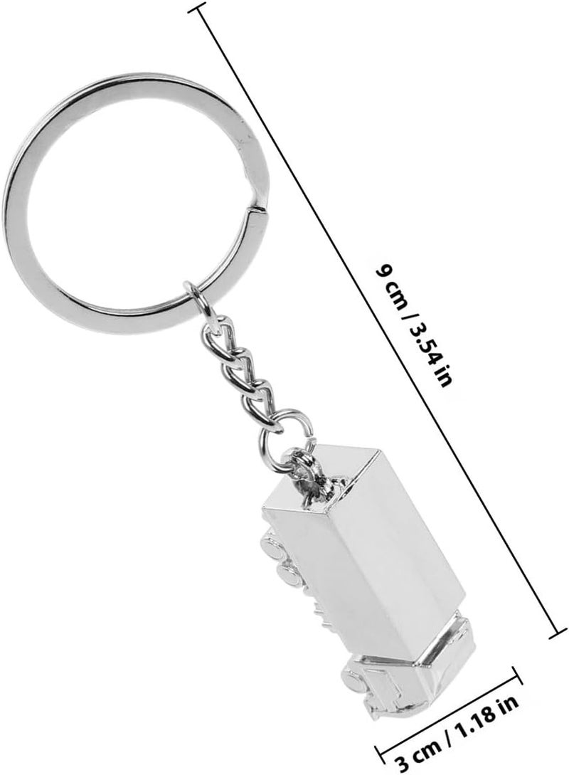 Creative Solid Metal Truck Keychain 3d Key Ring Pendant for Car Keys, Silver Heavy Duty Keyring Accessory Suitable for Truck Drivers and Automotive Use - Image 2