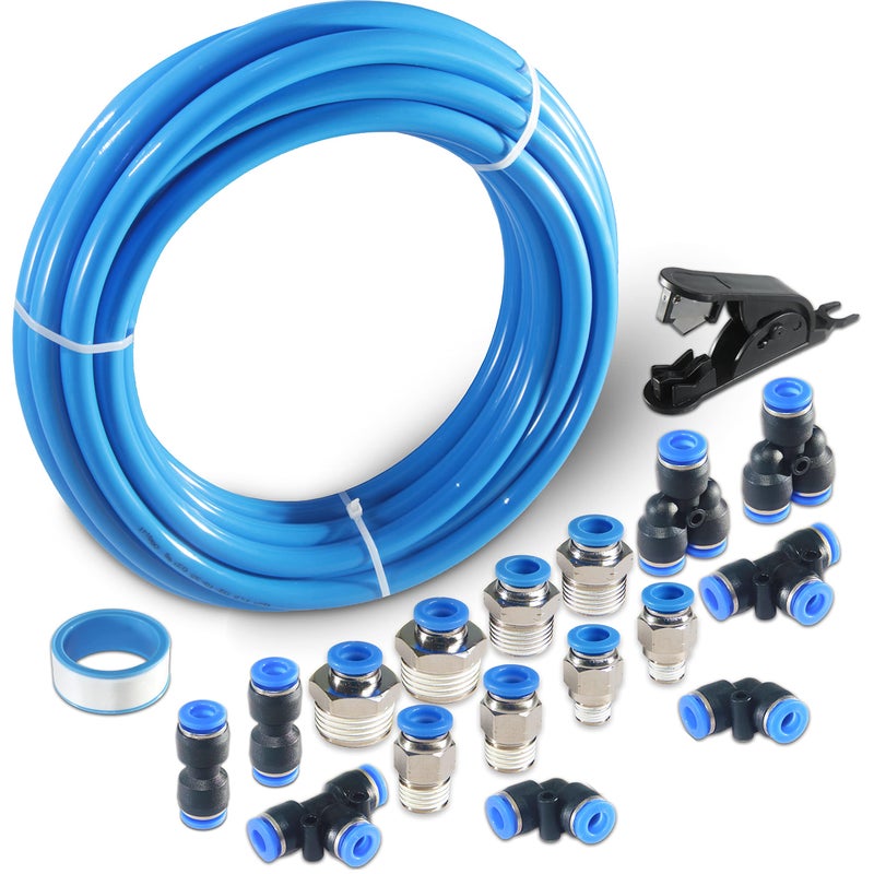MSAEIQUN Pneumatic Tubing Blue Polyurethane PU Air Hose Pipe Tube Kit 8mm or 516 OD 5mm ID 10 Meter 328ft for Air Line or Fluid Transfer 8mm x 10M