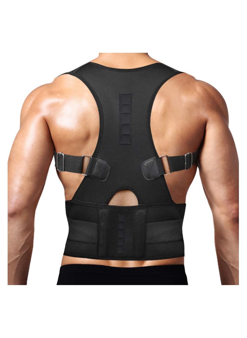 SYOSI Posture Corrector for Men and Women, Adjustable Magnetic Support for Neck Shoulder Upper and Lower Back, Lower Back Belt Improve and Neck, Shoulder (Black, Small) - Image 1