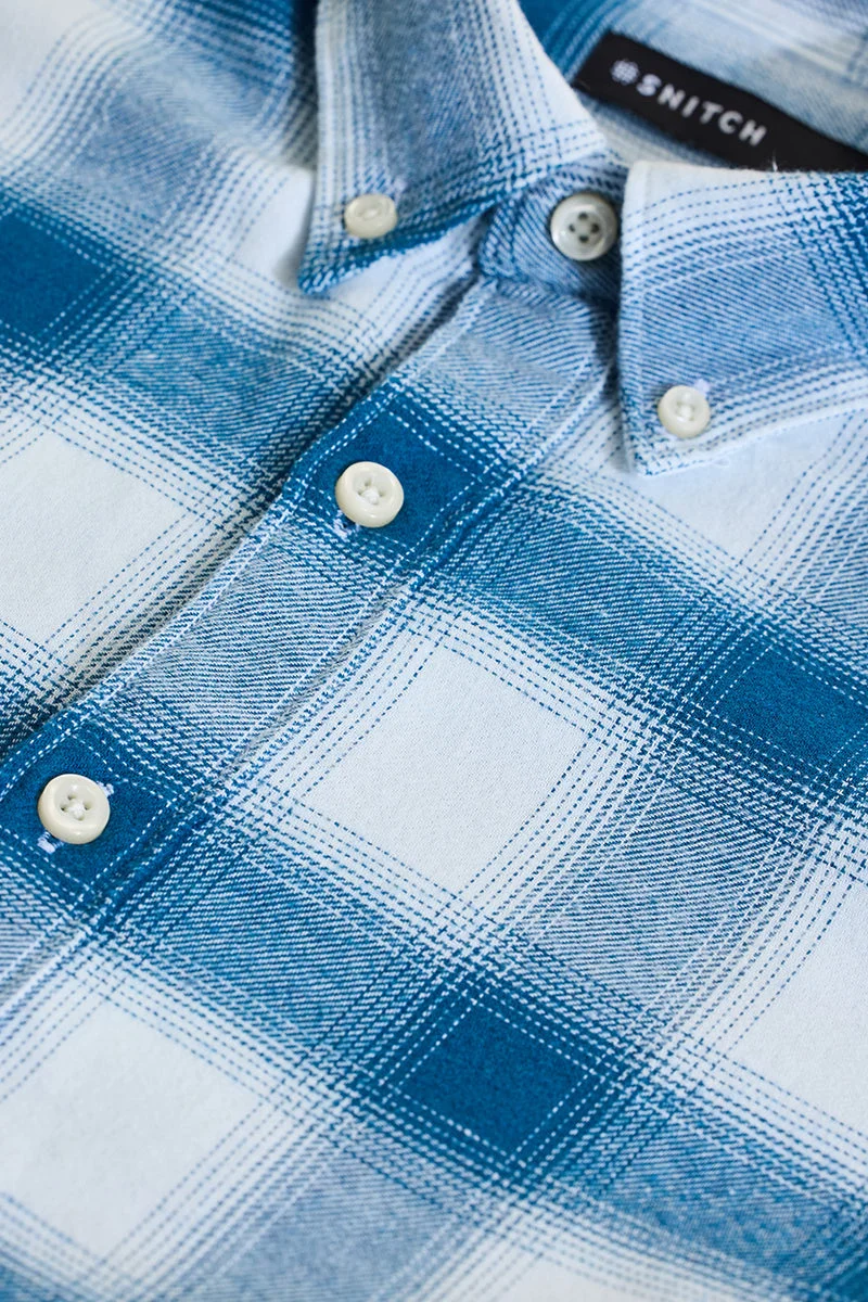 SNITCH قميص كاروهات أزرق بقصة عادية
