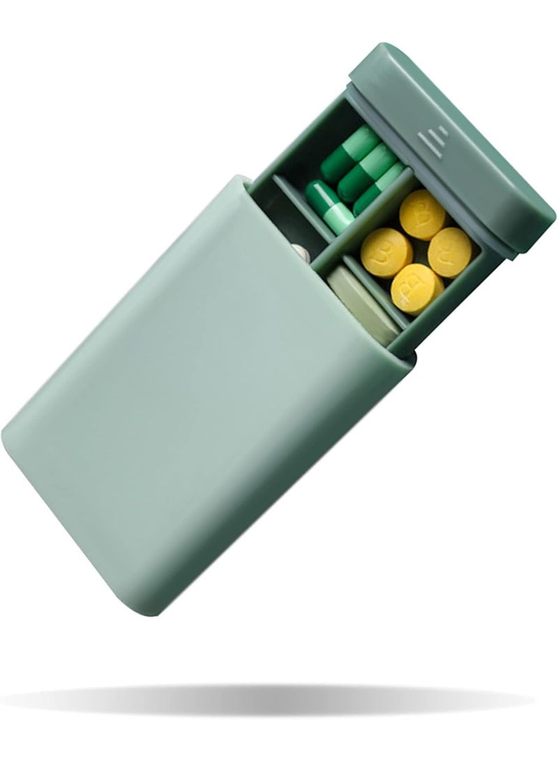 Small Pill Organizer Portable Pill Box for Purse, 6 Compartment Pill Organizer for Vitamin Fish Oil Supplements Pill Carrier (Green) - Image 1